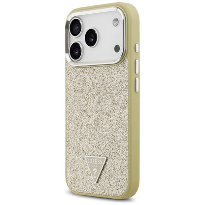MagSafe Hülle für Apple iPhone 17 Pro, Guess, Glitter Triangle Logo, Gold