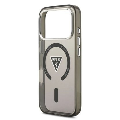 MagSafe Hülle für Apple iPhone 17 Pro, Guess, IML Gradient Triangle Logo, Schwarz Silbern