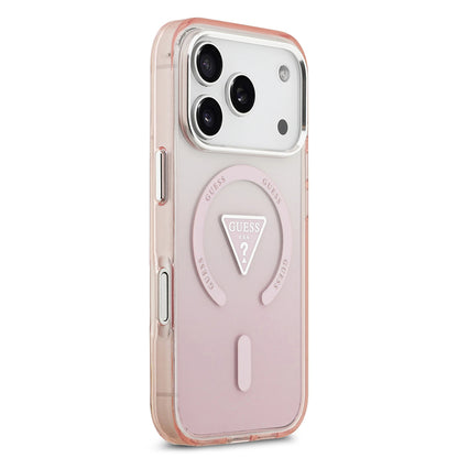 MagSafe Hülle für Apple iPhone 17 Pro, Guess, IML Gradient Triangle Logo, Rosa