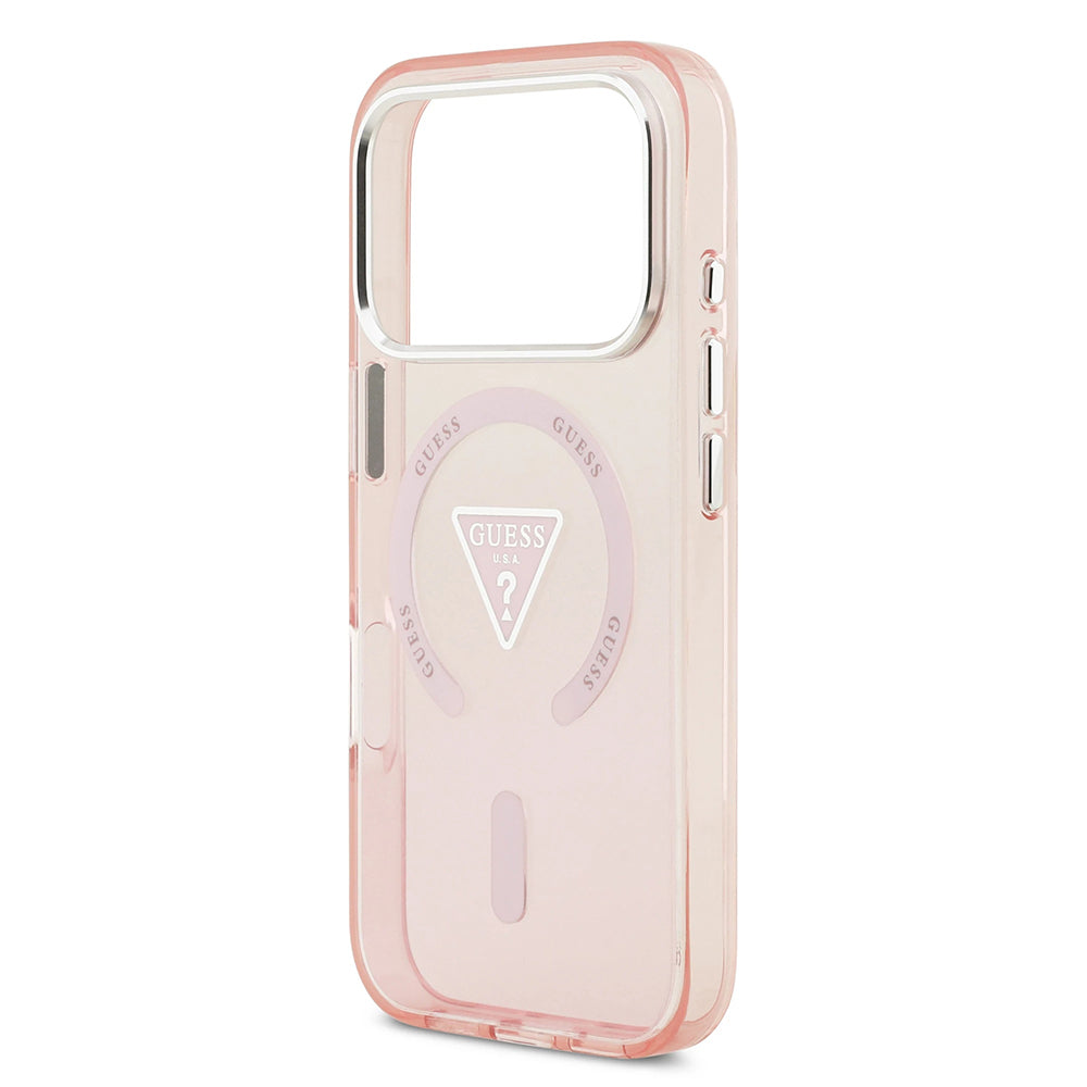 MagSafe Hülle für Apple iPhone 17 Pro, Guess, IML Gradient Triangle Logo, Rosa