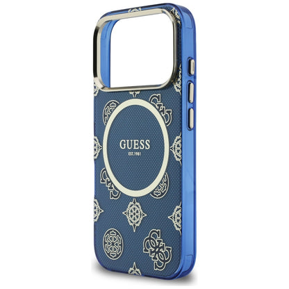 MagSafe Hülle für Apple iPhone 17 Pro, Guess, IML Peony Dot, Blau