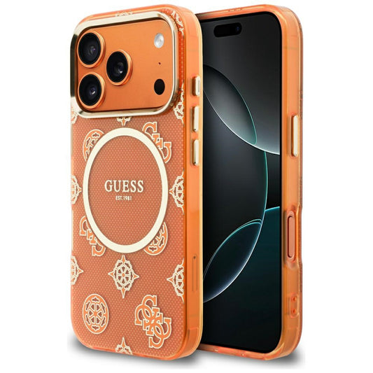 MagSafe Hülle für Apple iPhone 17 Pro, Guess, IML Peony Dot, Orange