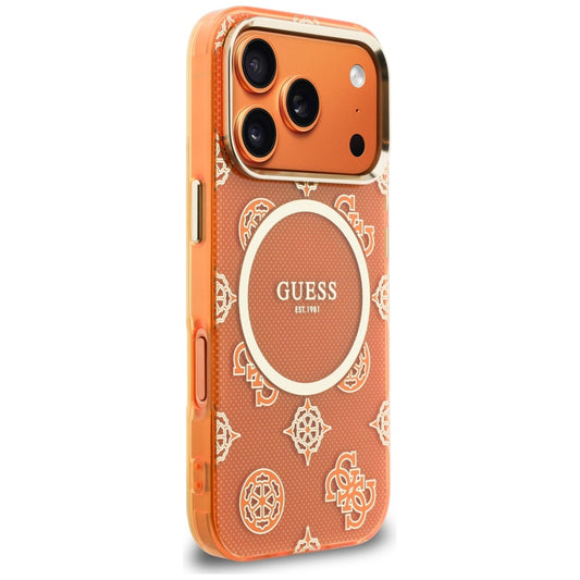 MagSafe Hülle für Apple iPhone 17 Pro, Guess, IML Peony Dot, Orange