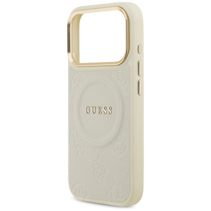 MagSafe Hülle für Apple iPhone 17 Pro, Guess, Peony Hot Stamp, Beige