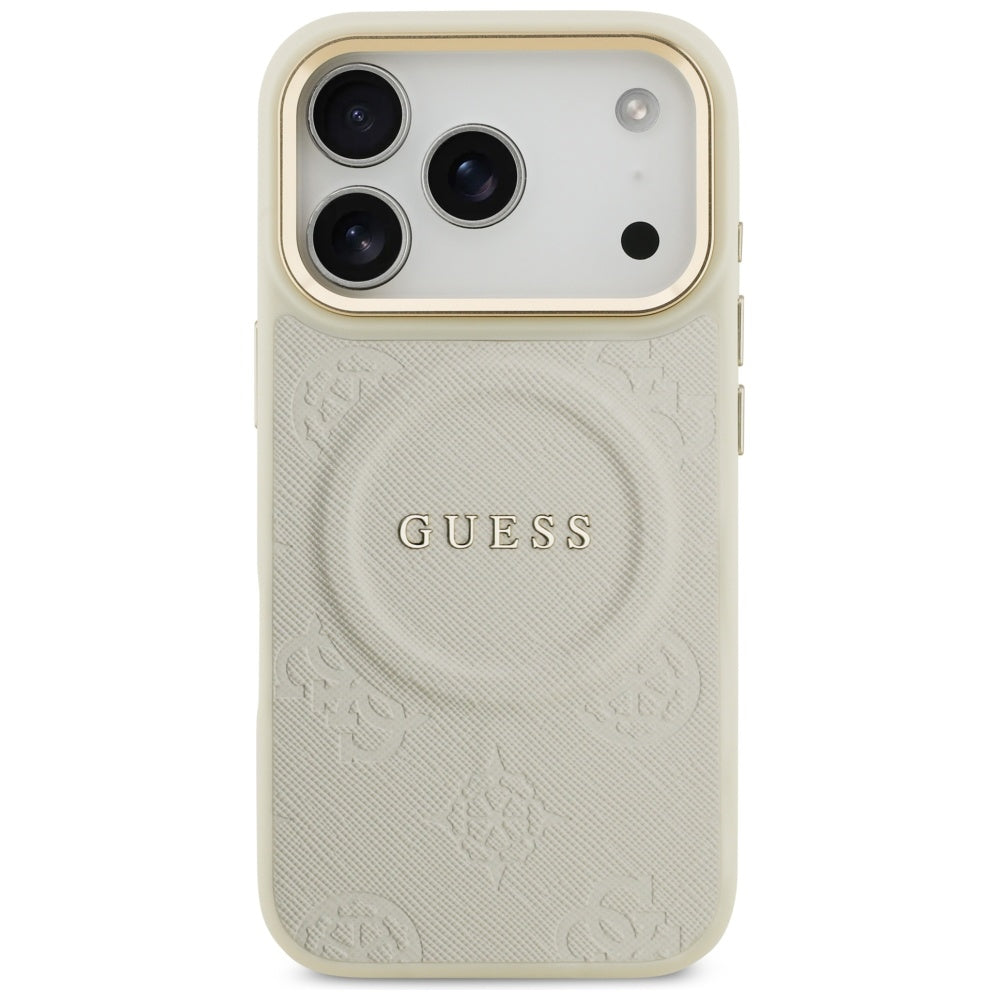 MagSafe Hülle für Apple iPhone 17 Pro, Guess, Peony Hot Stamp, Beige