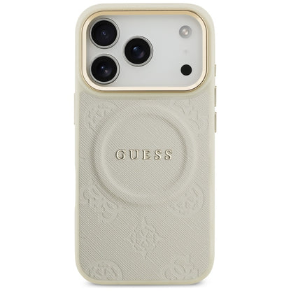 MagSafe Hülle für Apple iPhone 17 Pro, Guess, Peony Hot Stamp, Beige