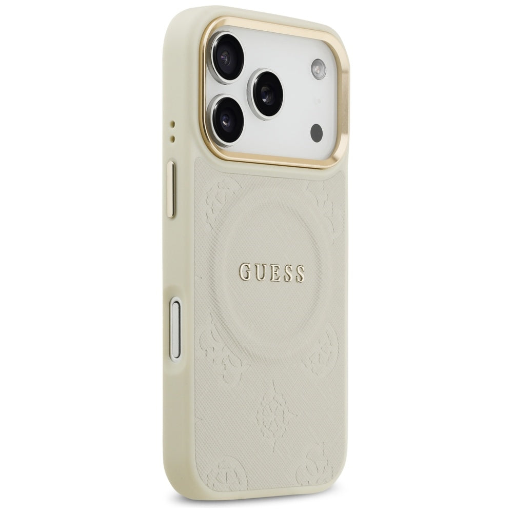 MagSafe Hülle für Apple iPhone 17 Pro, Guess, Peony Hot Stamp, Beige