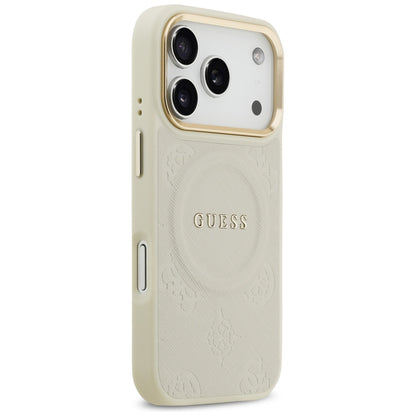 MagSafe Hülle für Apple iPhone 17 Pro, Guess, Peony Hot Stamp, Beige