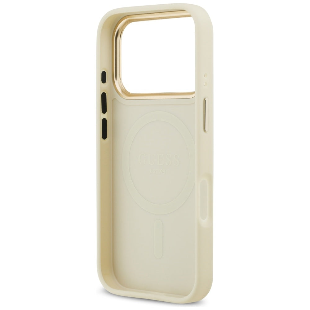 MagSafe Hülle für Apple iPhone 17 Pro, Guess, Peony Hot Stamp, Beige