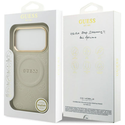 MagSafe Hülle für Apple iPhone 17 Pro, Guess, Peony Hot Stamp, Beige
