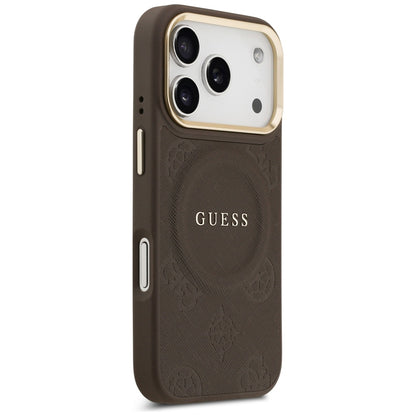 MagSafe Hülle für Apple iPhone 17 Pro, Guess, Peony Hot Stamp, Braun