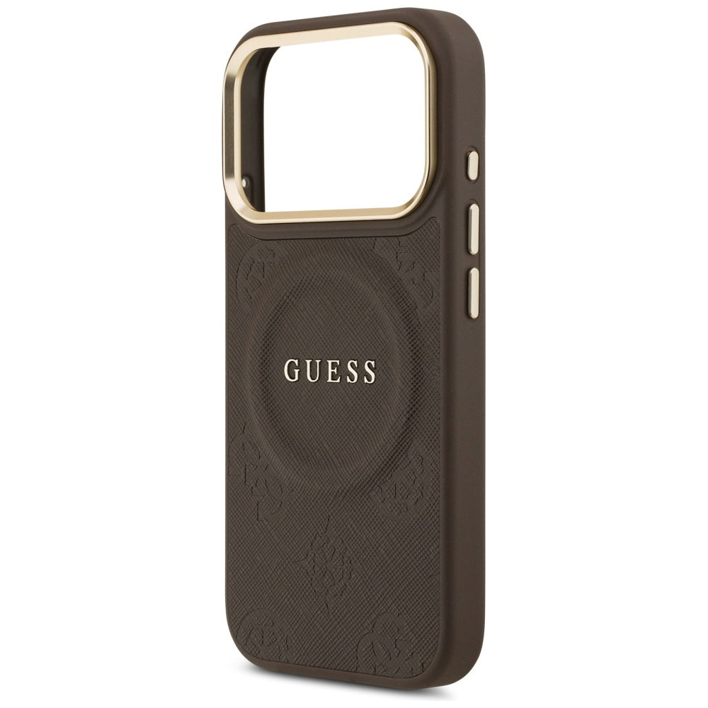 MagSafe Hülle für Apple iPhone 17 Pro, Guess, Peony Hot Stamp, Braun