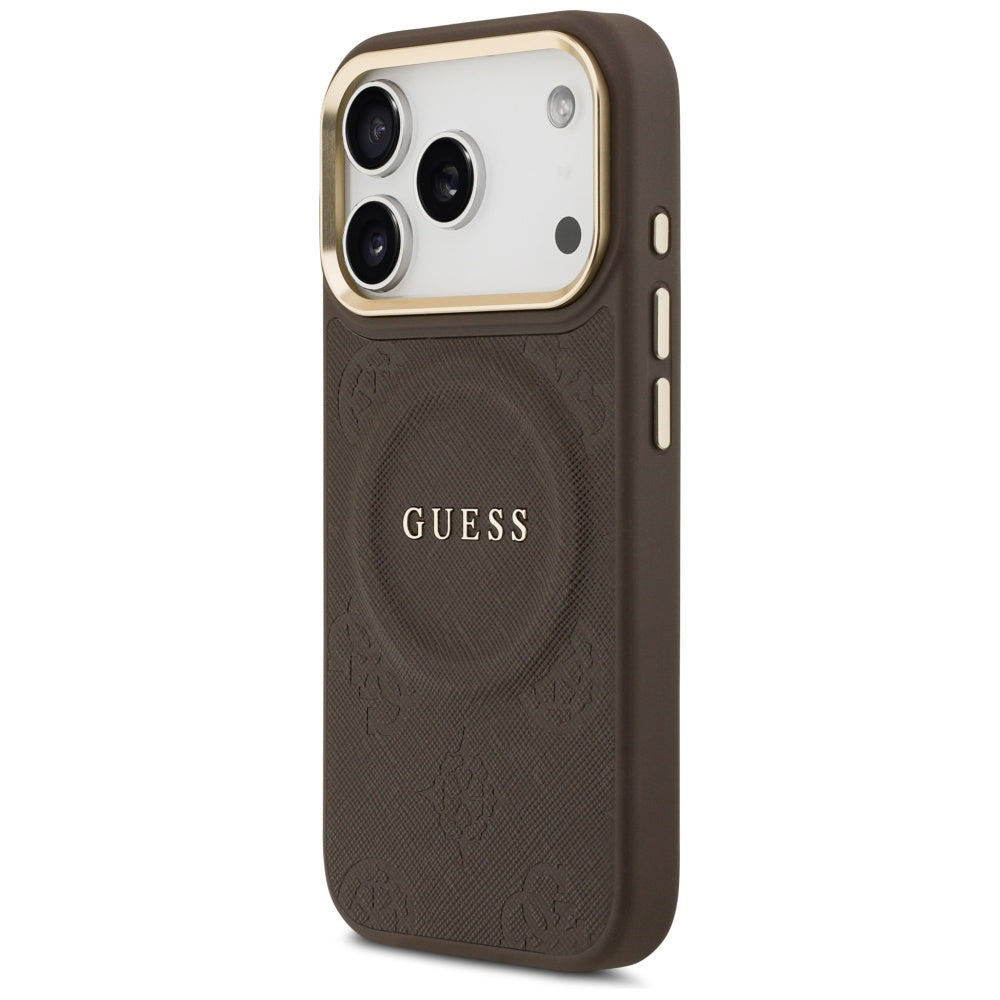 MagSafe Hülle für Apple iPhone 17 Pro, Guess, Peony Hot Stamp, Braun