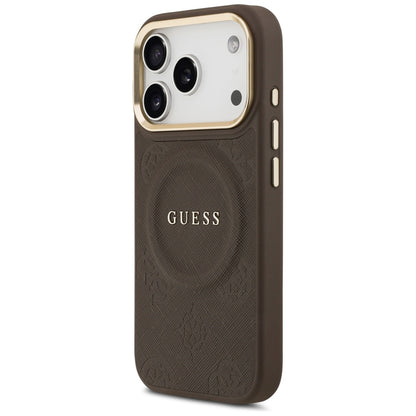 MagSafe Hülle für Apple iPhone 17 Pro, Guess, Peony Hot Stamp, Braun
