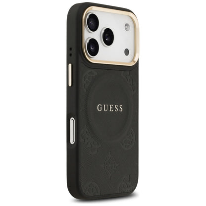 MagSafe Hülle für Apple iPhone 17 Pro, Guess, Peony Hot Stamp, Schwarz