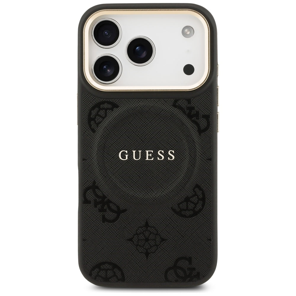 MagSafe Hülle für Apple iPhone 17 Pro, Guess, Peony Hot Stamp, Schwarz