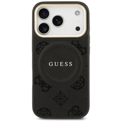 MagSafe Hülle für Apple iPhone 17 Pro, Guess, Peony Hot Stamp, Schwarz