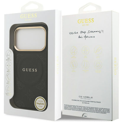 MagSafe Hülle für Apple iPhone 17 Pro, Guess, Peony Hot Stamp, Schwarz