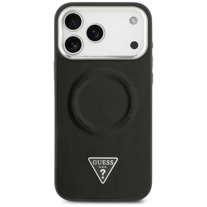 MagSafe Hülle für Apple iPhone 17 Pro, Guess, Triangle Logo, Schwarz Silbern