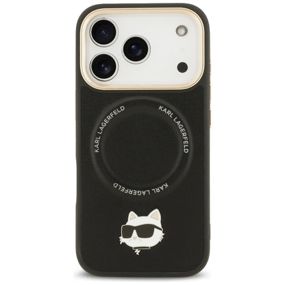 MagSafe Case for Apple iPhone 17 Pro, Karl Lagerfeld, Big Strap Choupette Metal Logo, Black