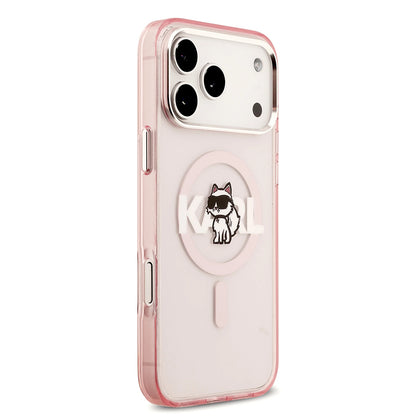MagSafe Hülle für Apple iPhone 17 Pro, Karl Lagerfeld, IML Sketch Logo Choupette, Rosa