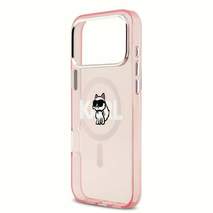 MagSafe Hülle für Apple iPhone 17 Pro, Karl Lagerfeld, IML Sketch Logo Choupette, Rosa