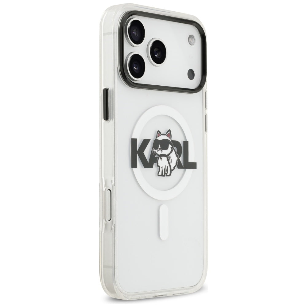 MagSafe Hülle für Apple iPhone 17 Pro, Karl Lagerfeld, IML Sketch Logo Choupette, Transparent