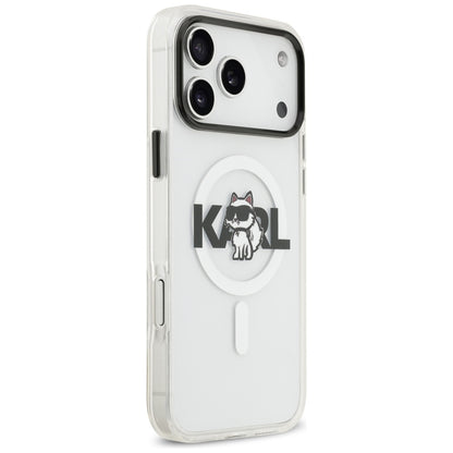 MagSafe Hülle für Apple iPhone 17 Pro, Karl Lagerfeld, IML Sketch Logo Choupette, Transparent