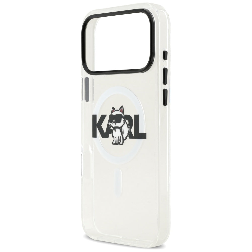 MagSafe Hülle für Apple iPhone 17 Pro, Karl Lagerfeld, IML Sketch Logo Choupette, Transparent
