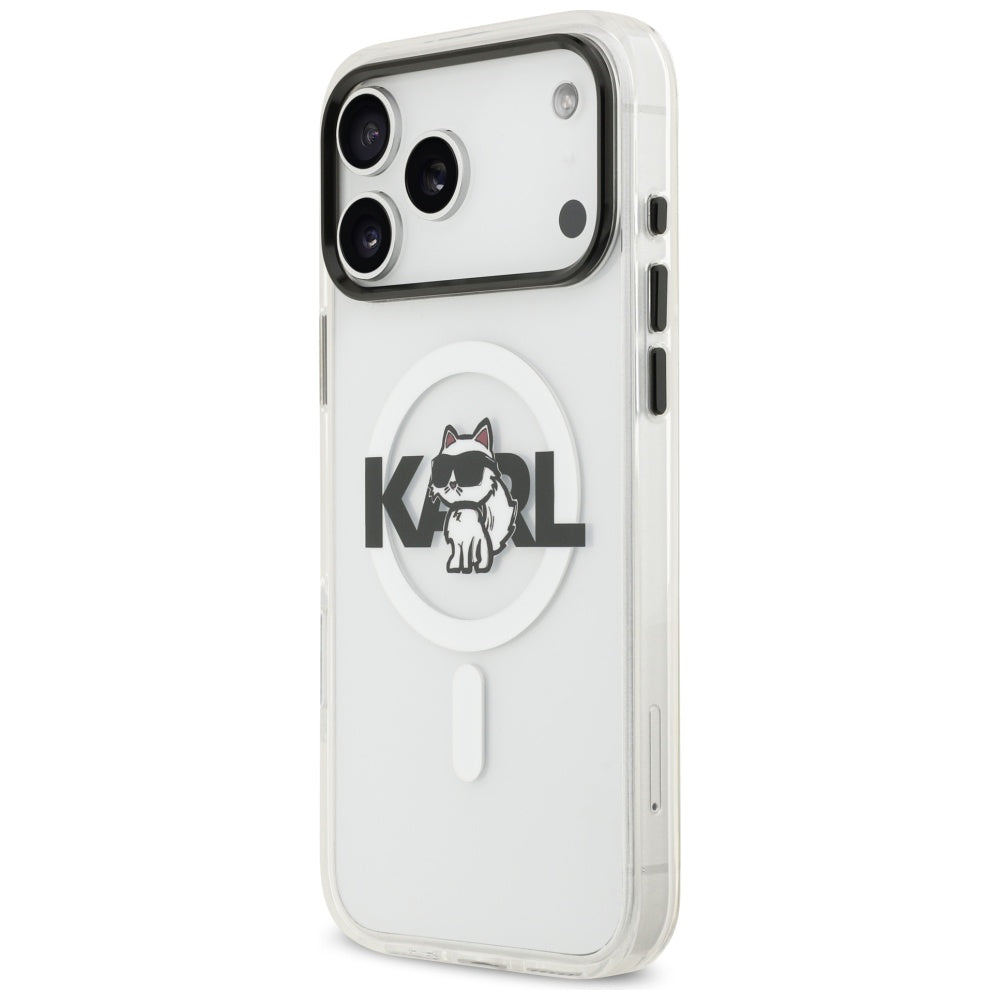 MagSafe Hülle für Apple iPhone 17 Pro, Karl Lagerfeld, IML Sketch Logo Choupette, Transparent