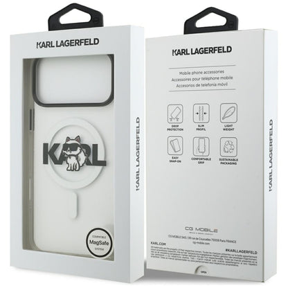 MagSafe Hülle für Apple iPhone 17 Pro, Karl Lagerfeld, IML Sketch Logo Choupette, Transparent