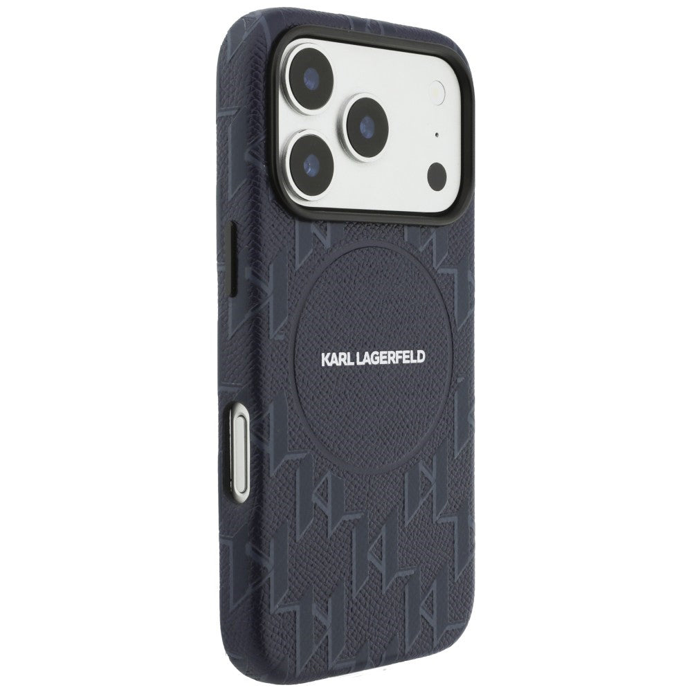 MagSafe Hülle für Apple iPhone 17 Pro, Karl Lagerfeld, KL Monogram Logo, Blau