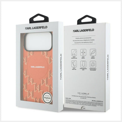 MagSafe Hülle für Apple iPhone 17 Pro, Karl Lagerfeld, KL Monogram Logo, Orange