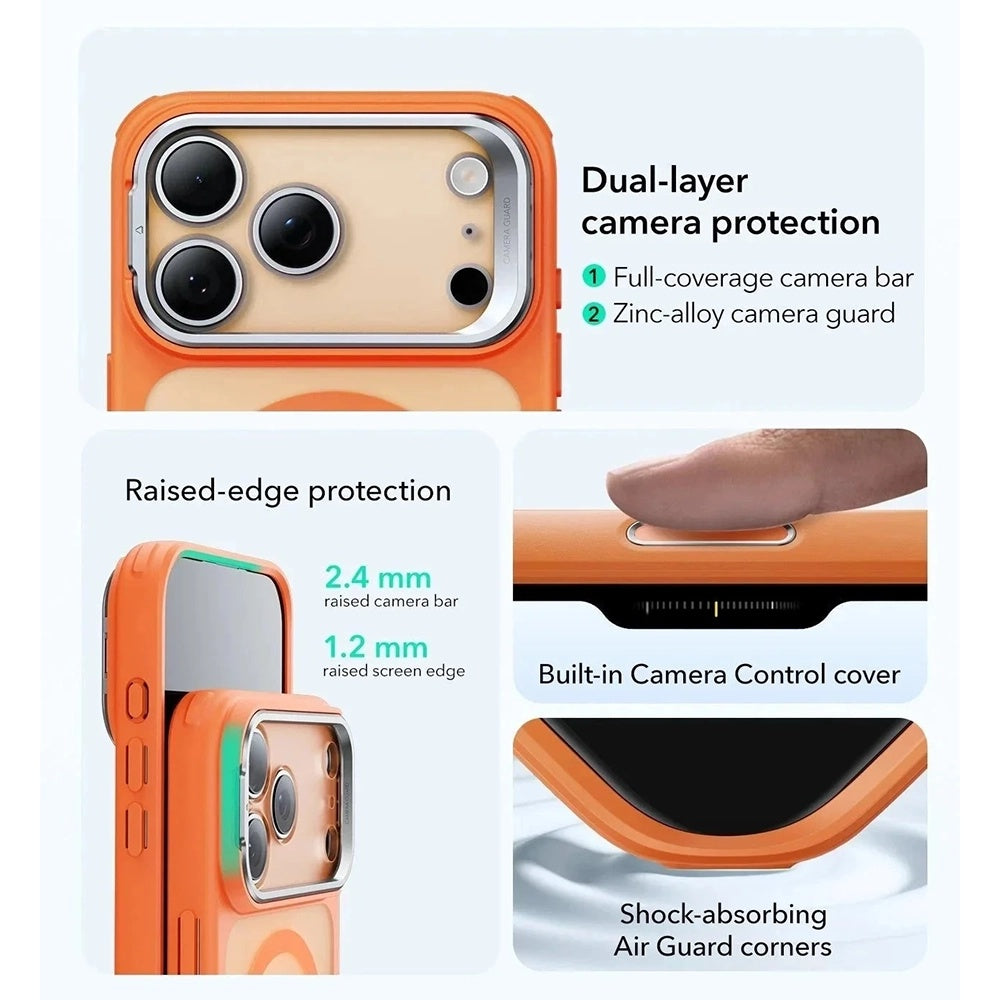 MagSafe Hülle für Apple iPhone 17 Pro Max, ESR, Classic Hybrid Kickstand, Satiniertes Orange