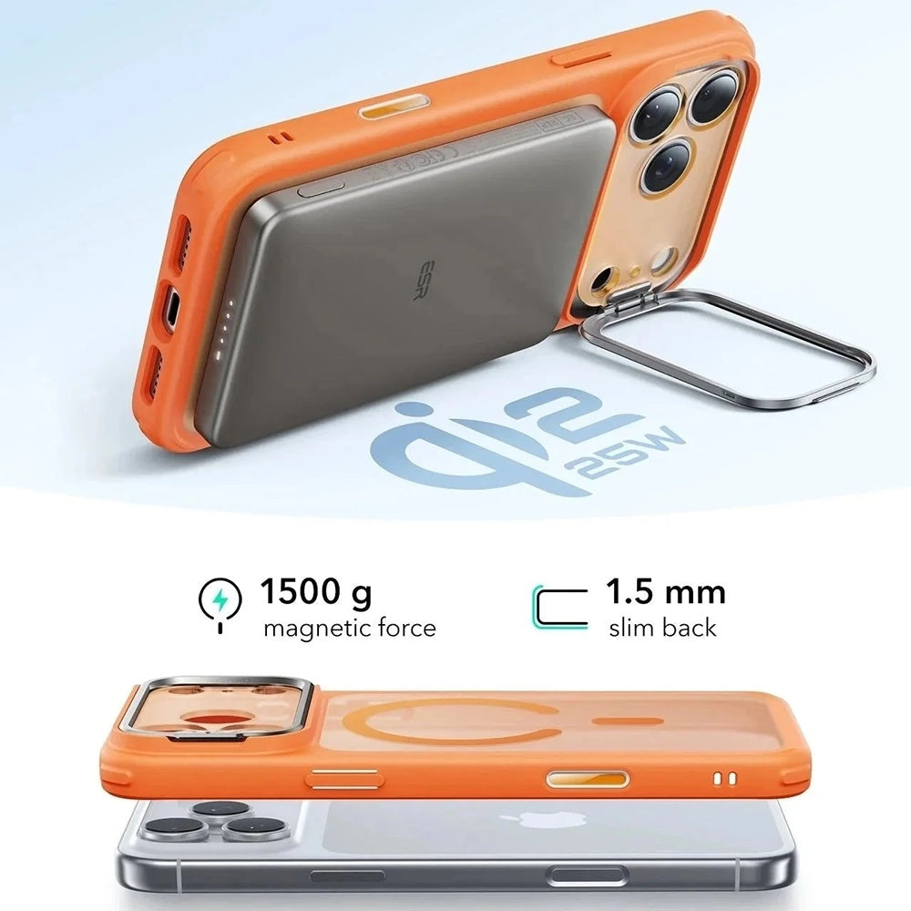 MagSafe Hülle für Apple iPhone 17 Pro Max, ESR, Classic Hybrid Kickstand, Satiniertes Orange