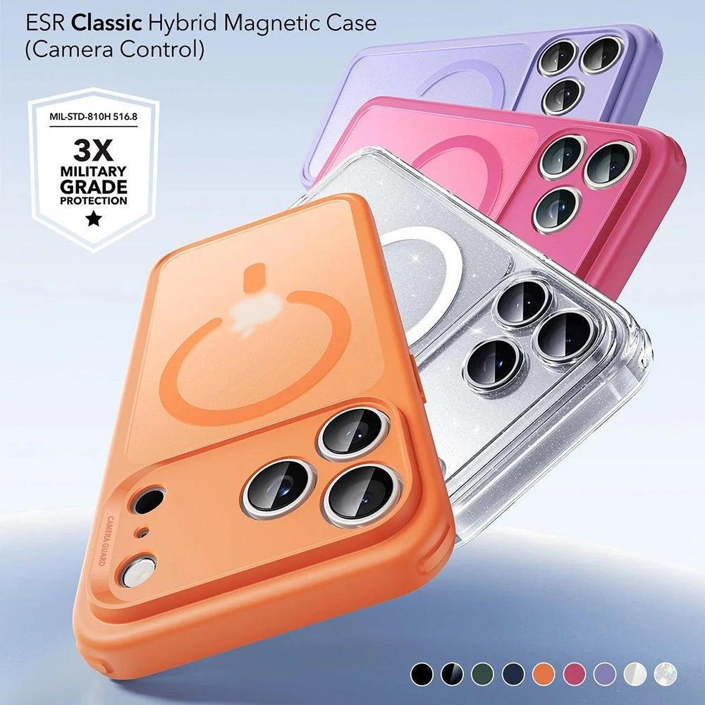 MagSafe Hülle für Apple iPhone 17 Pro Max, ESR, Classic Hybrid Shimmer, Transparent