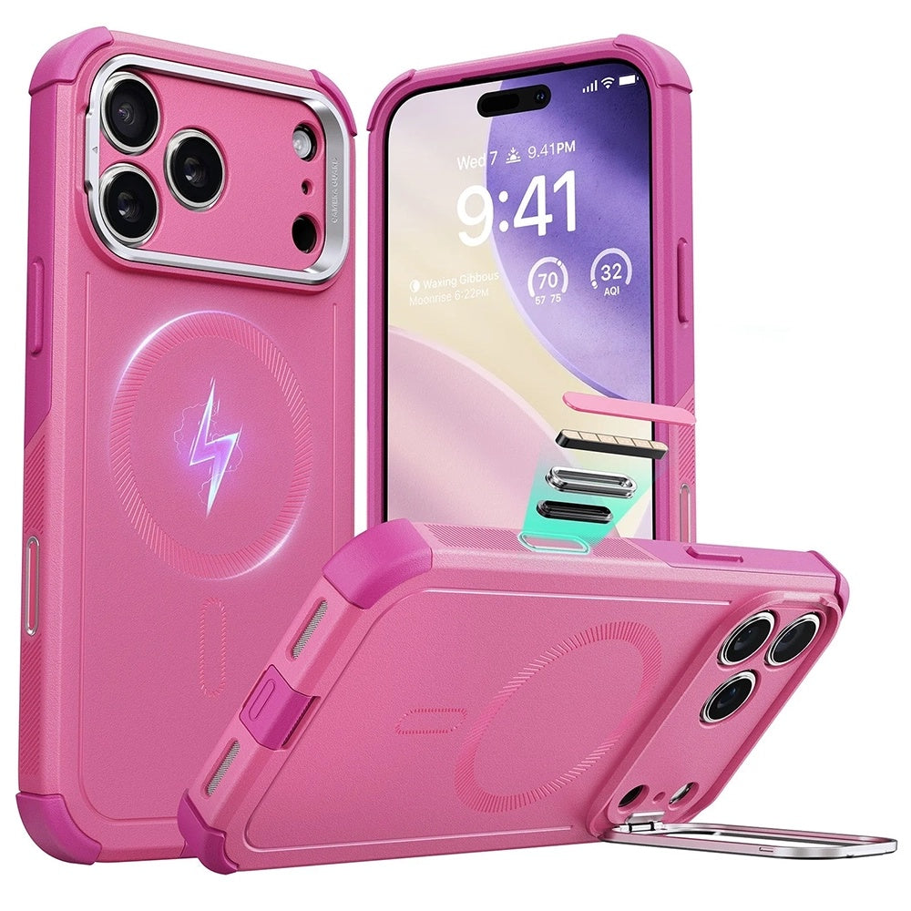 MagSafe Hülle für Apple iPhone 17 Pro Max, ESR, Cyber Armor Kickstand, Rosa