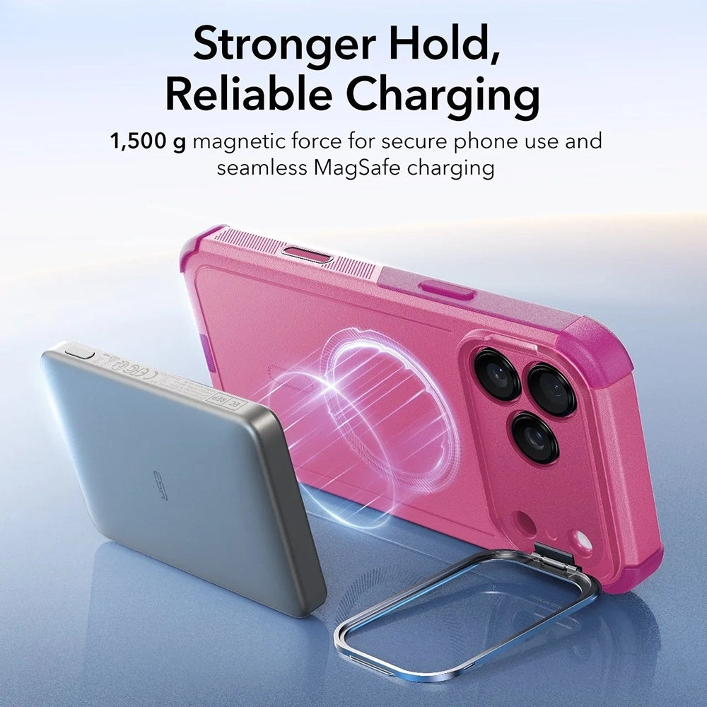 MagSafe Hülle für Apple iPhone 17 Pro Max, ESR, Cyber Armor Kickstand, Rosa