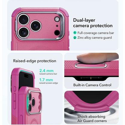 MagSafe Hülle für Apple iPhone 17 Pro Max, ESR, Cyber Armor Kickstand, Rosa
