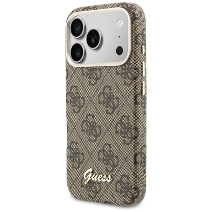 MagSafe Hülle für Apple iPhone 17 Pro Max, Guess, 4G Script Logo, Braun