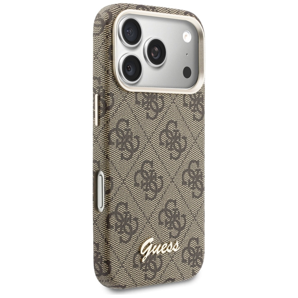 MagSafe Hülle für Apple iPhone 17 Pro Max, Guess, 4G Script Logo, Braun