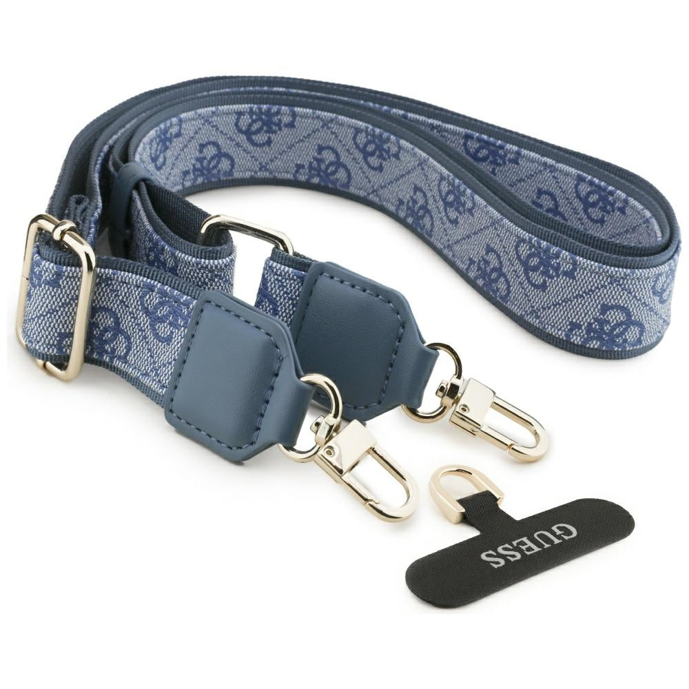 MagSafe Hülle für Apple iPhone 17 Pro Max, Guess, 4G Strass Logo mit großem Band, Blau