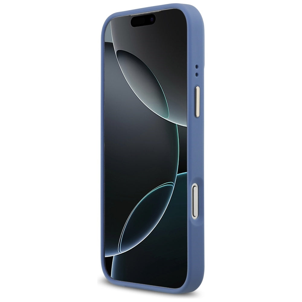 MagSafe Hülle für Apple iPhone 17 Pro Max, Guess, 4G Strass Logo mit großem Band, Blau