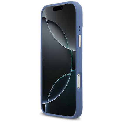 MagSafe Hülle für Apple iPhone 17 Pro Max, Guess, 4G Strass Logo mit großem Band, Blau