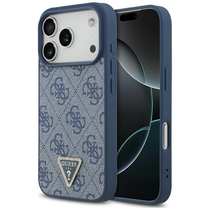 MagSafe Hülle für Apple iPhone 17 Pro Max, Guess, 4G Triangle Strass, Blau