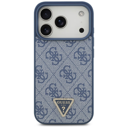 MagSafe Hülle für Apple iPhone 17 Pro Max, Guess, 4G Triangle Strass, Blau