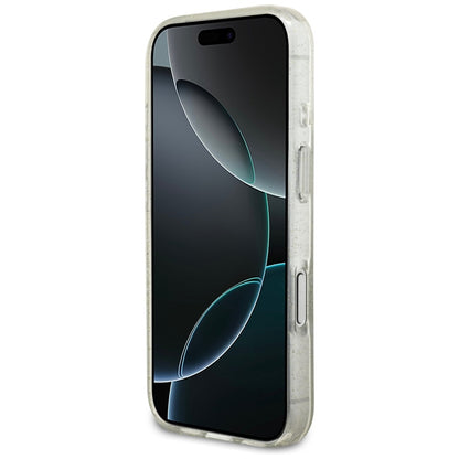 MagSafe Hülle für Apple iPhone 17 Pro Max, Guess, IML Glitter mit Perlengurt, Transparent