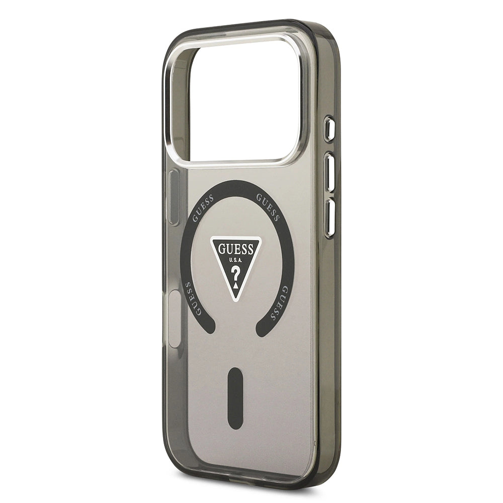 MagSafe Hülle für Apple iPhone 17 Pro Max, Guess, IML Gradient Triangle Logo, Schwarz Silbern