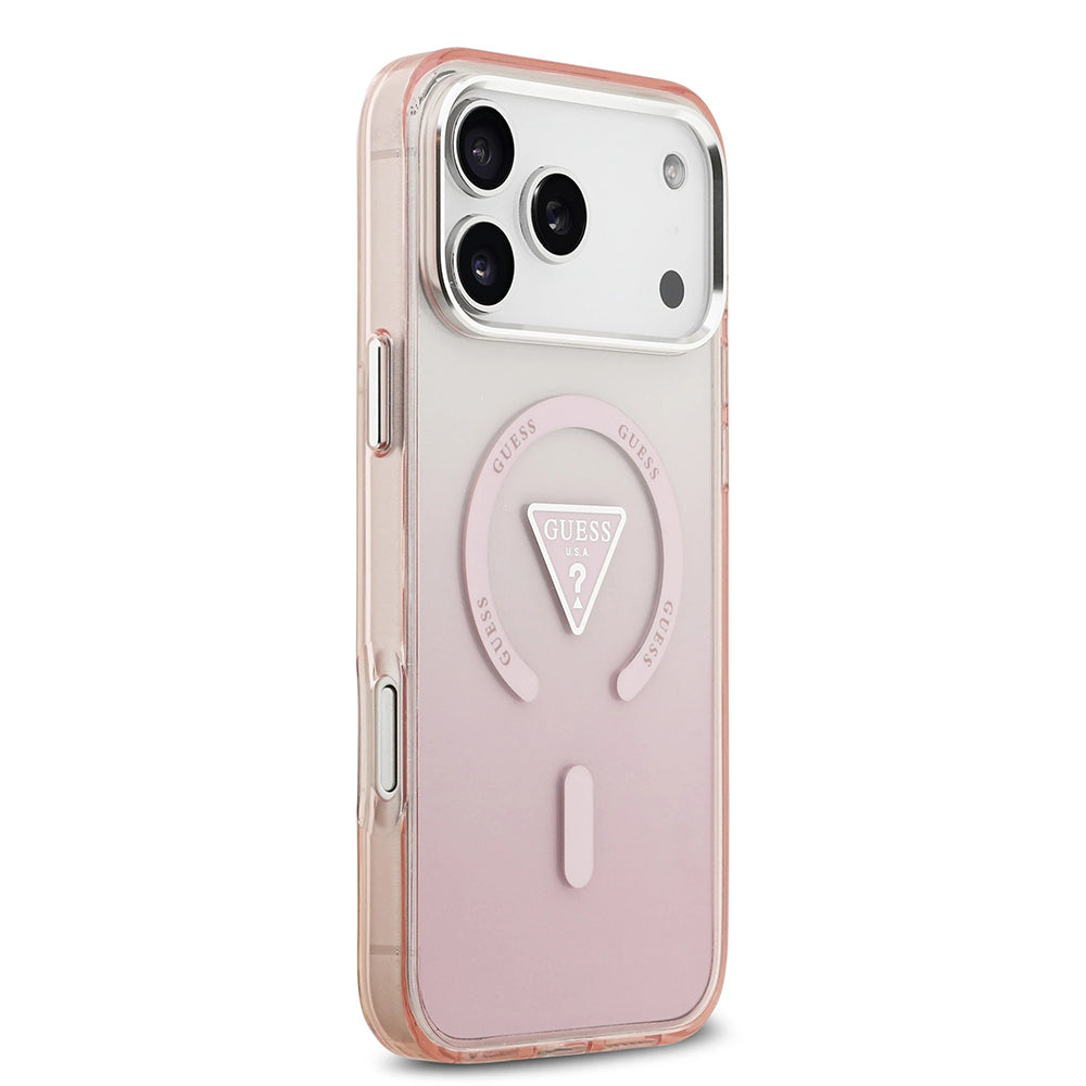 MagSafe Hülle für Apple iPhone 17 Pro Max, Guess, IML Gradient Triangle Logo, Rosa