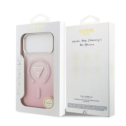 MagSafe Hülle für Apple iPhone 17 Pro Max, Guess, IML Gradient Triangle Logo, Rosa